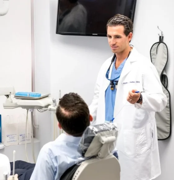 Dentist examining a child during a dental appointment